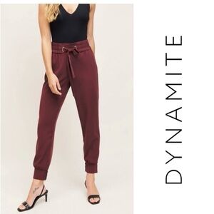 DYNAMITE • Sacha Soft Pant with Tie in Cabernet • XL